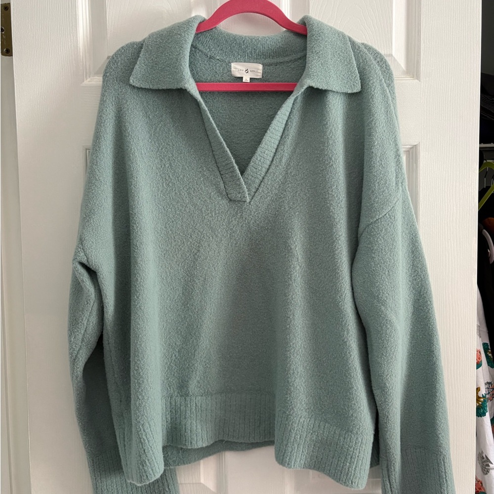 Lou & Grey Soft Split/Collared V-NeckSweater – Size L